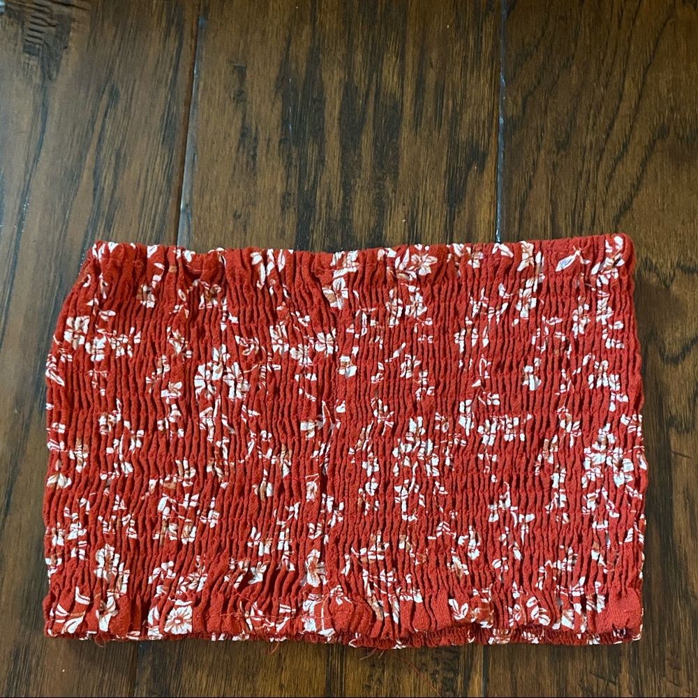 red tropical bandeau